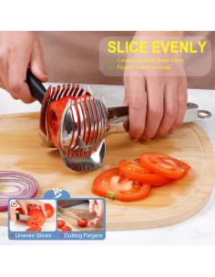 KAYCROWN Soporte para Cortar Tomates y Limones - Acero Inoxidable 2