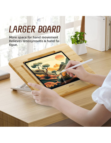 Soporte de Dibujo AFOOYO de Bambú Ajustable 5 Ángulos 9.7-11"