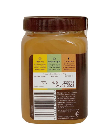 Miel Manuka 70+ Airborne 505 g Pura de Nueva Zelanda