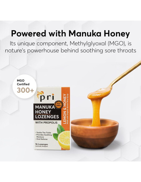 Caramelos de Miel de Manuka PRI Limón 2 Paquetes 16 Unidades