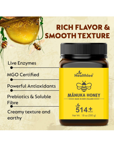 Miel de Manuka UMF 15+ Healthlee 510 g - Cruda de Nueva Zelanda
