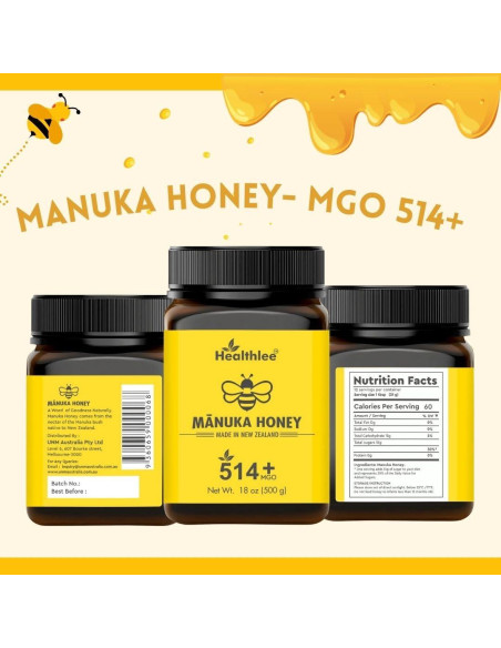 Miel de Manuka UMF 15+ Healthlee 510 g - Cruda de Nueva Zelanda