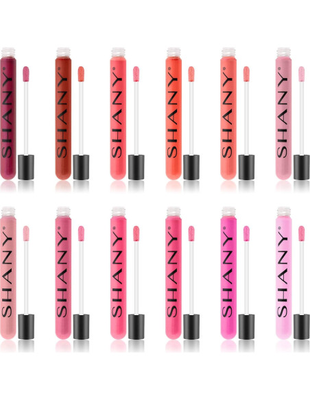 Set de 12 Brillos Labiales SHANY con Aloe Vera y Vitamina E