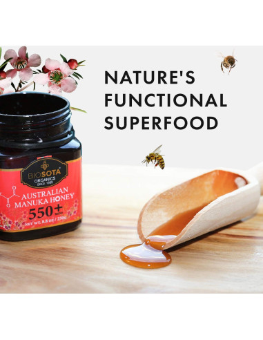Miel Manuka Orgánica Biosota MGO 550+ 260 ml Cruda Pura