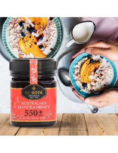 Miel Manuka Orgánica Biosota MGO 550+ 260 ml Cruda Pura