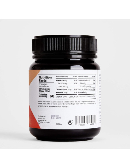 Miel Cruda de Manuka ACTIVIST 100+MGO 340g Nueva Zelanda
