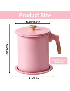 Olla Coladora de Aceite Tissting 1.4L Rosa con Filtro 2