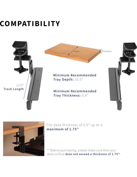 Juego de Rieles Ajustables VIVO para Bandeja de Teclado