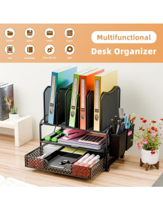 Organizador de Escritorio Simple Trending Negro con Cajón 2