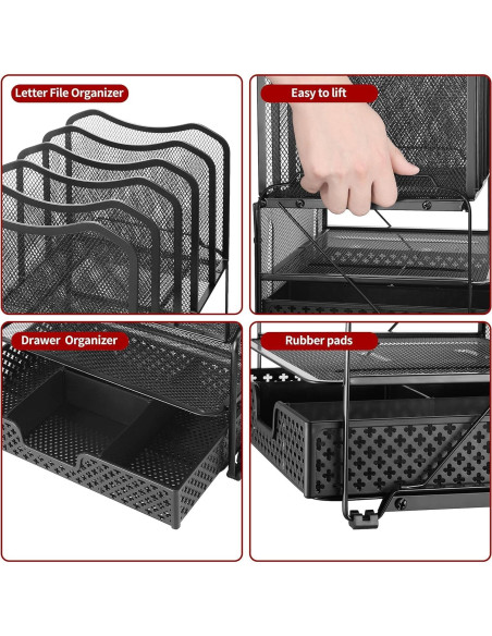 Organizador de Escritorio Simple Trending Negro con Cajón