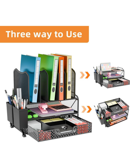 Organizador de Escritorio Simple Trending Negro con Cajón