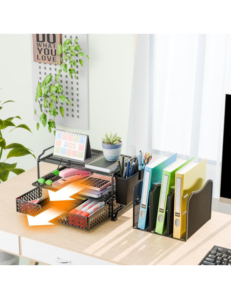 Organizador de Escritorio Simple Trending Negro con Cajón