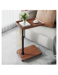 Mesa lateral ajustable en altura XNSDXV tipo C madera nogal