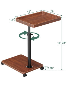 Mesa lateral ajustable en altura XNSDXV tipo C madera nogal 2