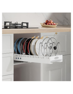 Organizador de Ollas y Sartenes Bealy Extraíble 52 cm Blanco