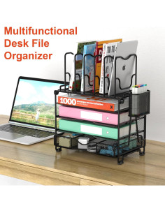 Organizador de Escritorio BOHDK 4 Niveles con Cajón Negro 2