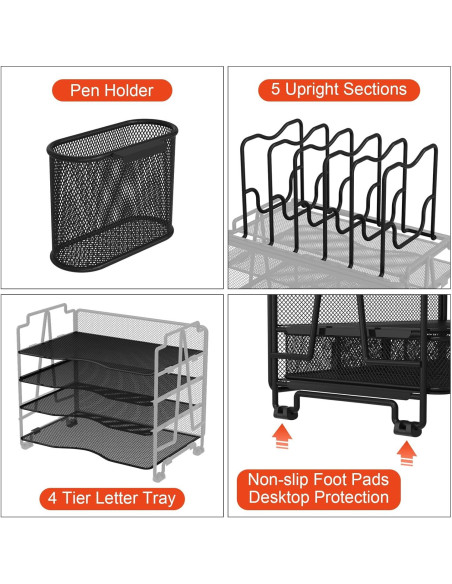 Organizador de Escritorio BOHDK 4 Niveles con Cajón Negro