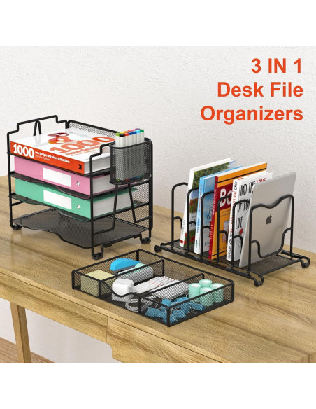 Organizador de Escritorio BOHDK 4 Niveles con Cajón Negro