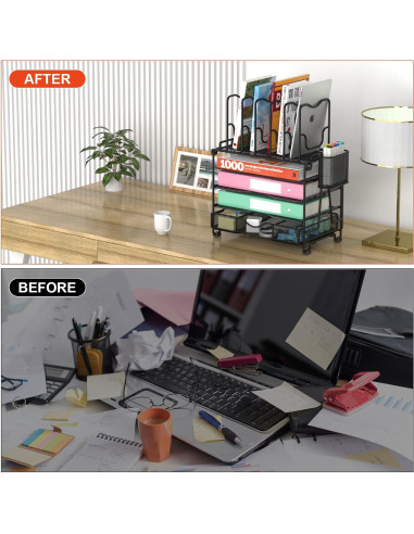 Organizador de Escritorio BOHDK 4 Niveles con Cajón Negro