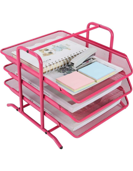 Bandeja Organizadora de Escritorio EasyPAG Rosa 3 Niveles