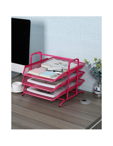 Bandeja Organizadora de Escritorio EasyPAG Rosa 3 Niveles