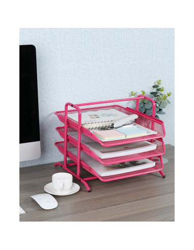 Bandeja Organizadora de Escritorio EasyPAG Rosa 3 Niveles