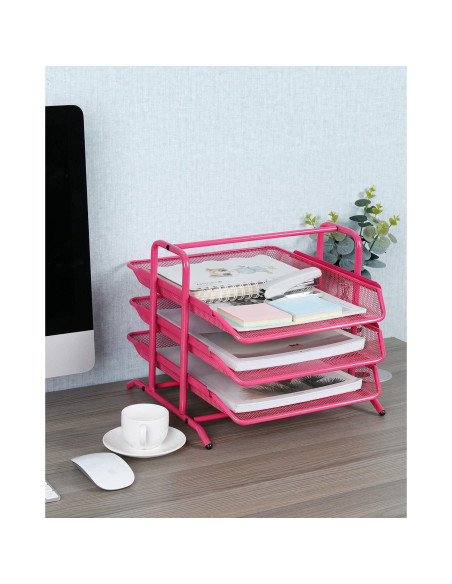 Bandeja Organizadora de Escritorio EasyPAG Rosa 3 Niveles