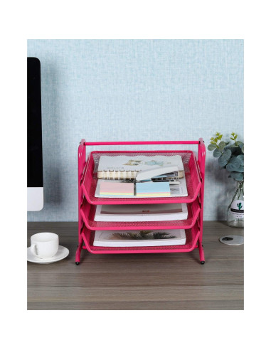 Bandeja Organizadora de Escritorio EasyPAG Rosa 3 Niveles