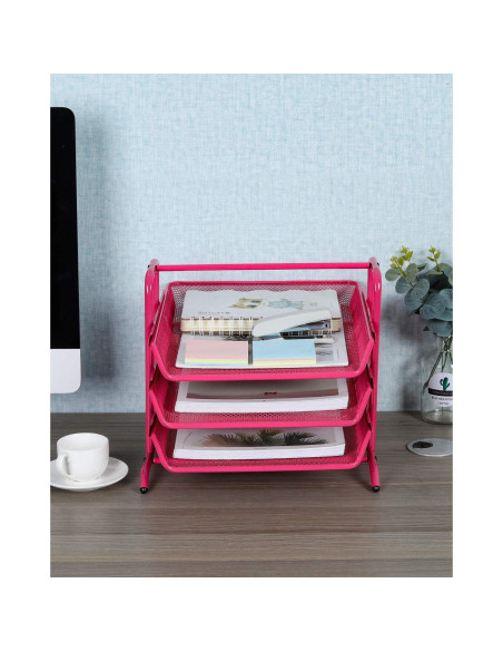 Bandeja Organizadora de Escritorio EasyPAG Rosa 3 Niveles