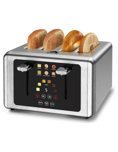 Tostadora de 4 Rebanadas WUNLY Acero Inoxidable Pantalla Táctil