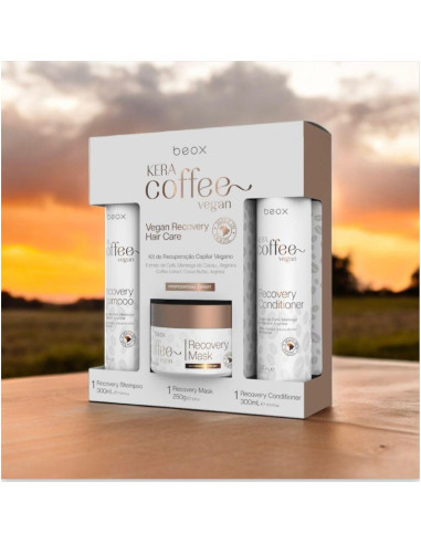 Kit de Recuperación Vegano Beox KERACOFFEE 850g - Hidratación y Brillo