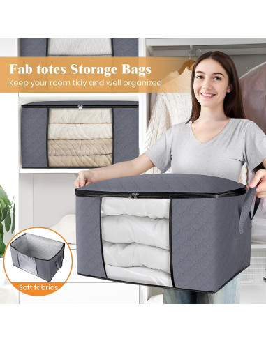 Bolsas de Almacenamiento Fab Totes 6 Pack 60L Gris