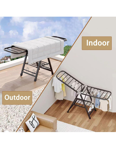 Estante de Secado de Ropa Plegable Mimiblack 180 cm Gris