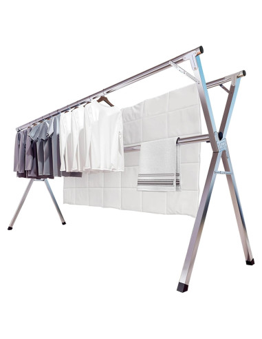 Estante para Secar Ropa JAUREE 241 cm Acero Inoxidable Plegable