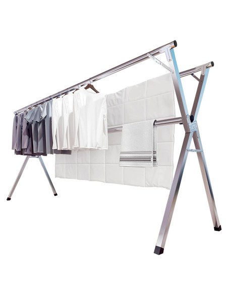 Estante para Secar Ropa JAUREE 241 cm Acero Inoxidable Plegable
