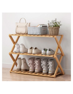Estante para zapatos plegable Glsety 3 niveles 50x46 cm