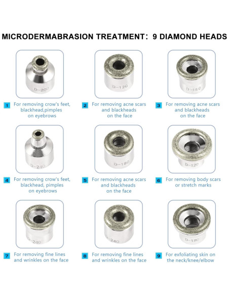 Máquina de Microdermoabrasión Facial mcwdoit - 9 Puntas, USB, Portátil