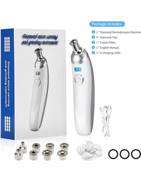 Máquina de Microdermoabrasión Facial mcwdoit - 9 Puntas, USB, Portátil
