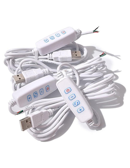 Cable de Extensión USB Dimmer Blanco 5V con Interruptor On/Off