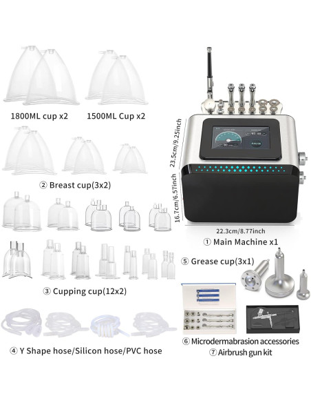 Máquina de Terapia de Vacío Meifuly 3 en 1 con Ventosas 1500/1800ml
