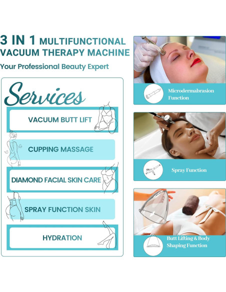 Máquina de Terapia de Vacío Meifuly 3 en 1 con Ventosas 1500/1800ml