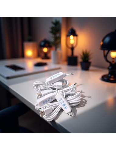 Cable de Extensión USB Dimmer Blanco 5V con Interruptor On/Off