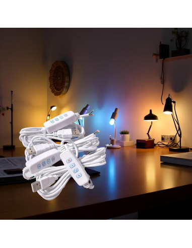 Cable de Extensión USB Dimmer Blanco 5V con Interruptor On/Off