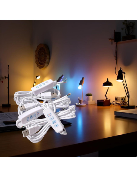 Cable de Extensión USB Dimmer Blanco 5V con Interruptor On/Off