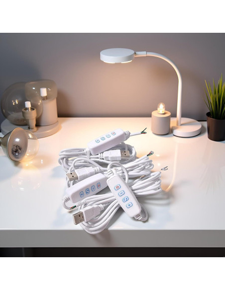 Cable de Extensión USB Dimmer Blanco 5V con Interruptor On/Off