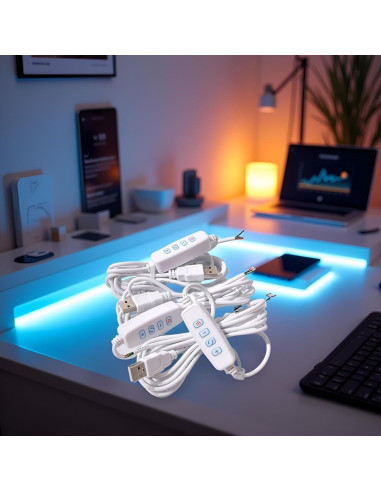 Cable de Extensión USB Dimmer Blanco 5V con Interruptor On/Off