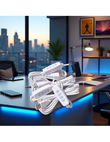 Cable de Extensión USB Dimmer Blanco 5V con Interruptor On/Off