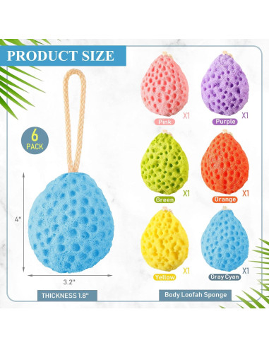 Paquete de 6 Esponjas de Baño Exfoliantes FoldTier 10x8 cm