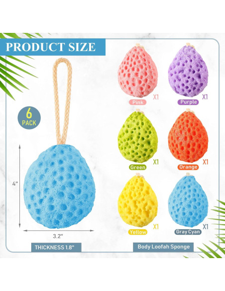 Paquete de 6 Esponjas de Baño Exfoliantes FoldTier 10x8 cm
