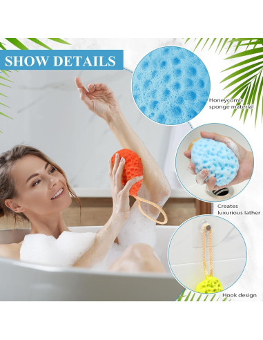 Paquete de 6 Esponjas de Baño Exfoliantes FoldTier 10x8 cm